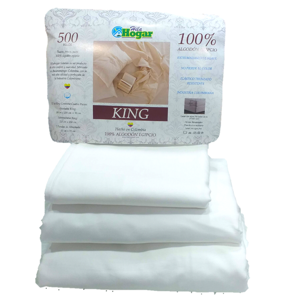 Sabanas 100% algodón 500 hilos blanco
