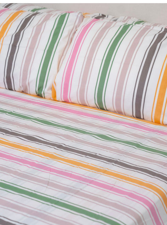 Sabanas 100% algodón 800 hilos Lineas rosadas