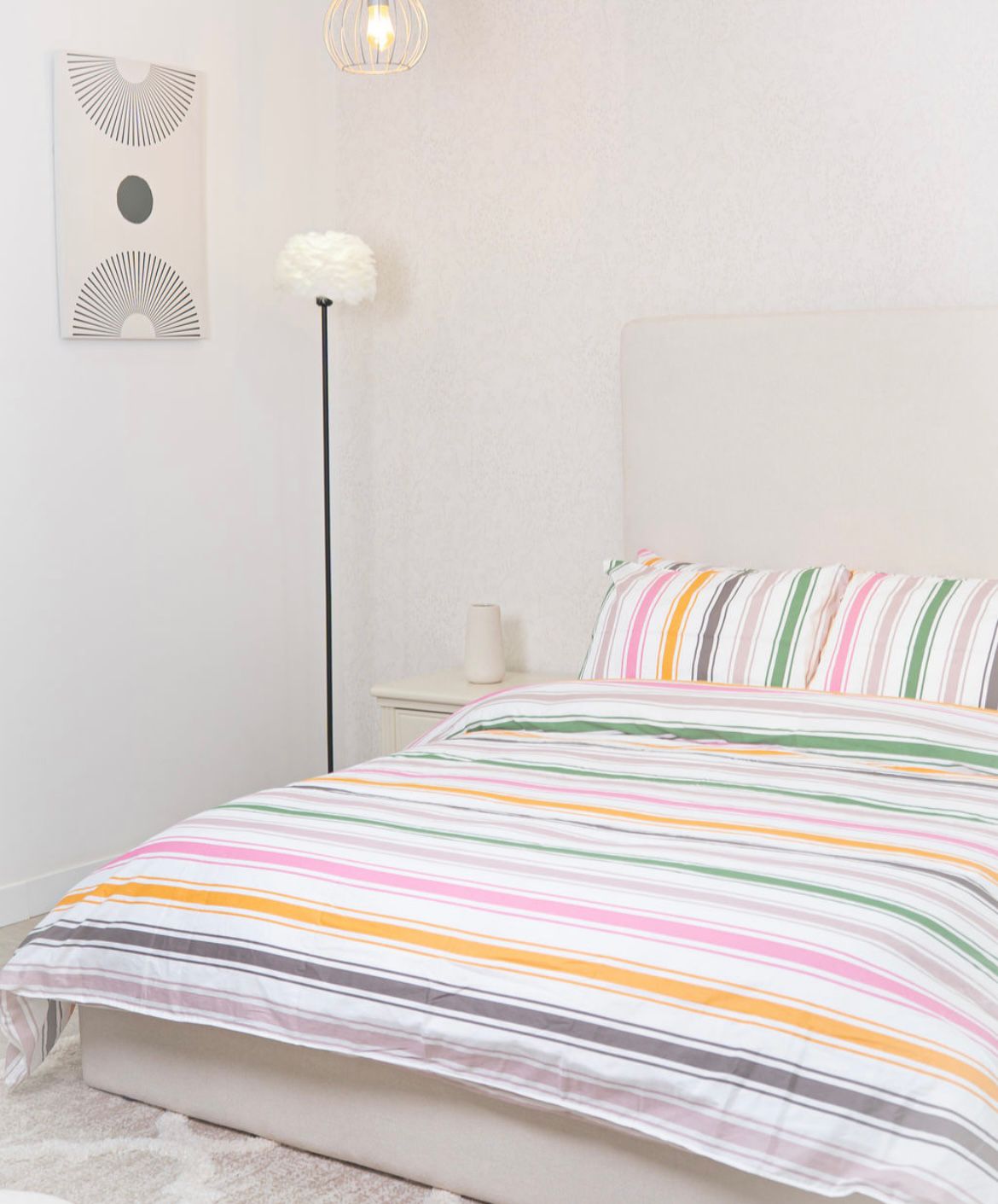 Sabanas 100% algodón 800 hilos Lineas rosadas