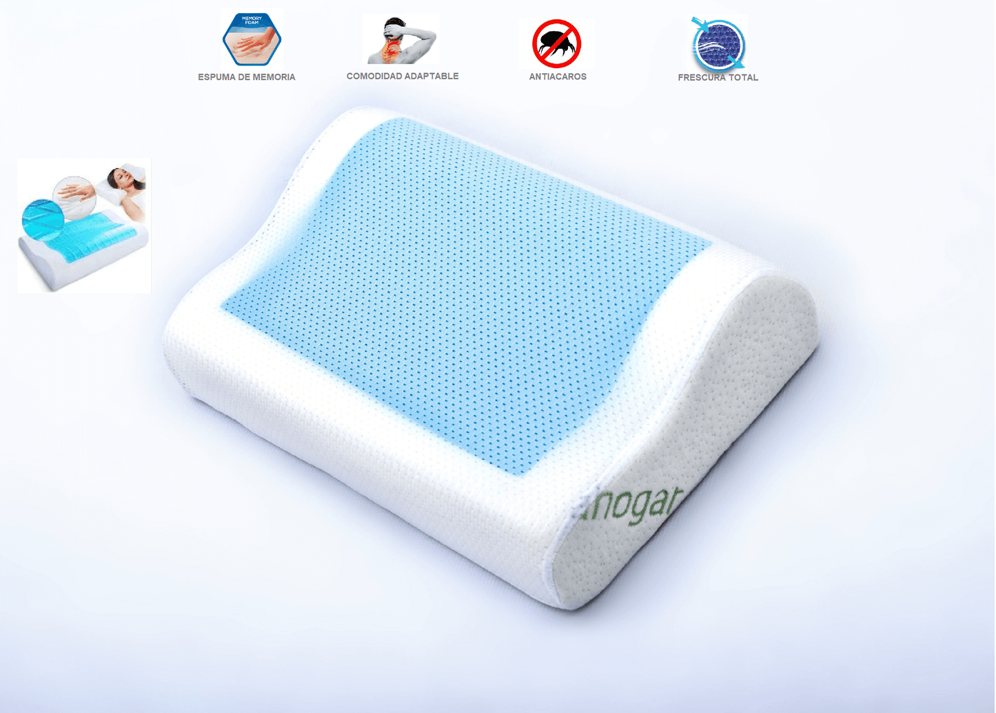 Almohada cervical espuma de memoria con capa en gel